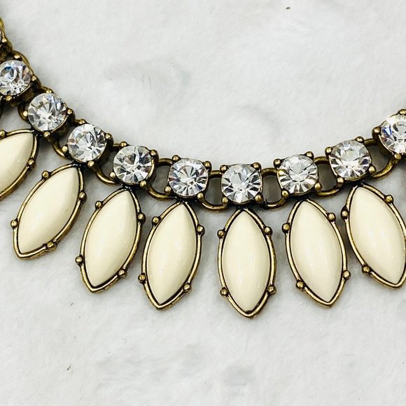 J. Crew Ivory Color Satement Necklace w/Rhinestones - 18" + 2.5" - Picture 2 of 8